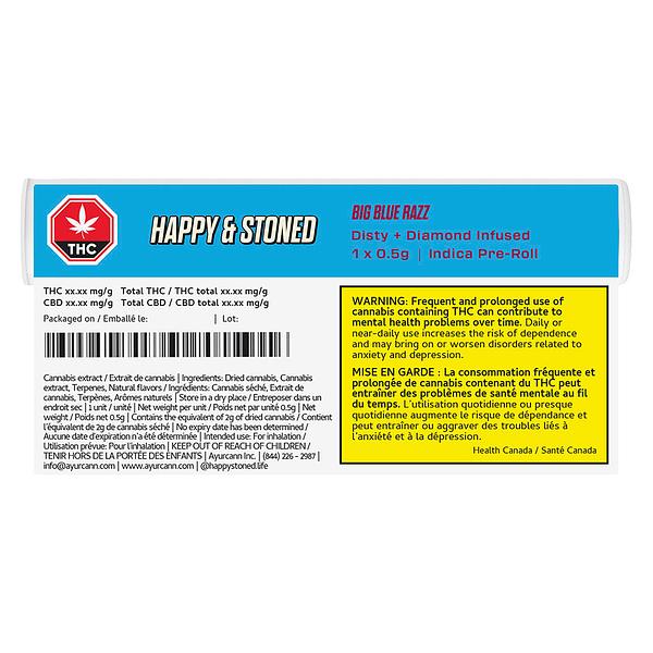 Happy & Stoned - Big Blue Razz Disty+diamond Infused Pre-roll image 3