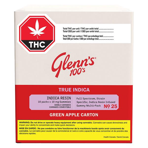 Glenn's - No.25 Glenn’s 100’s True Indica Resin - Green Apple Carton