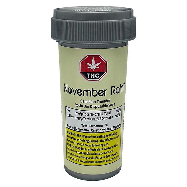 November Rain - Canadian Thunder Rosin Bar Disposable Vape image 2