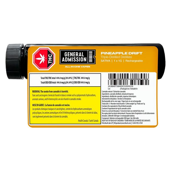 General Admission - Pineapple Drift Sativa Rechargeable All-in-One Vape image 3
