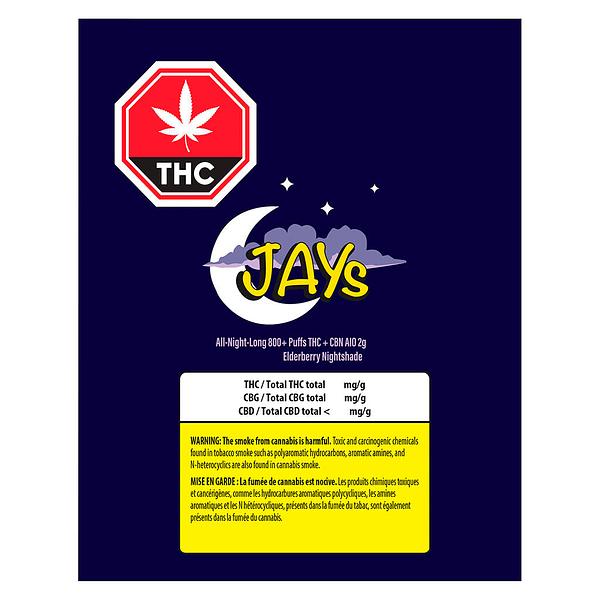 JAYS - All-night-long 800+ Puffs THC + CBN AIO Disposable Vape image 2