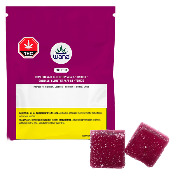 Wana - Pomegranate Blueberry Acai 5:1 Sour Soft Chews