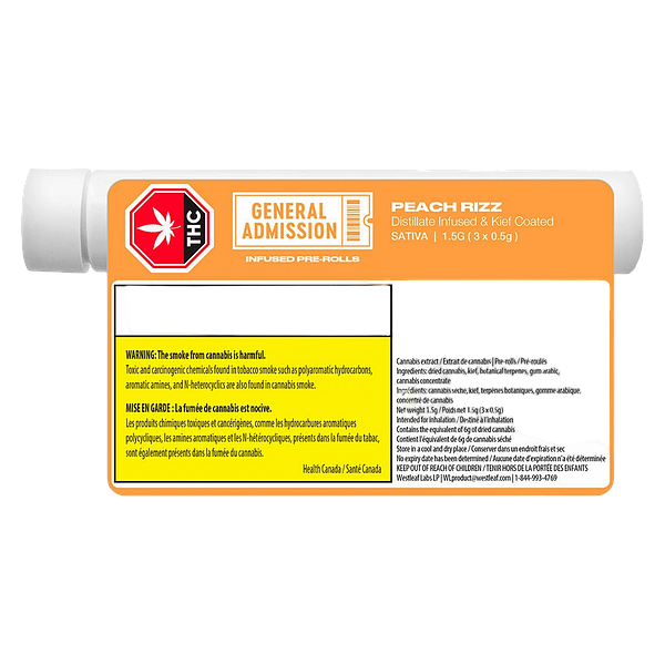 General Admission - Peach Ringz Distillate Infused Pre Roll