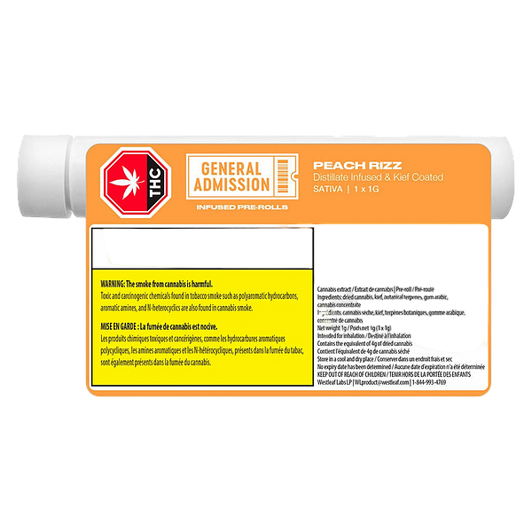 General Admission - Peach Ringz Distillate Infused Pre Roll