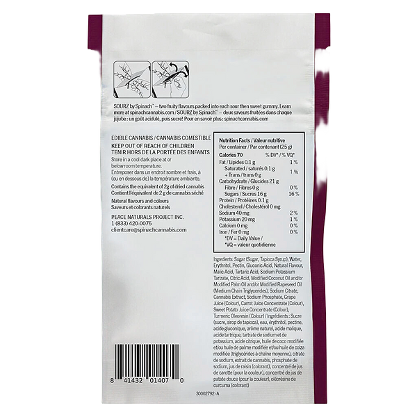 SOURZ by Spinach - Tropical Triple Berry 2:1 Soft Chews