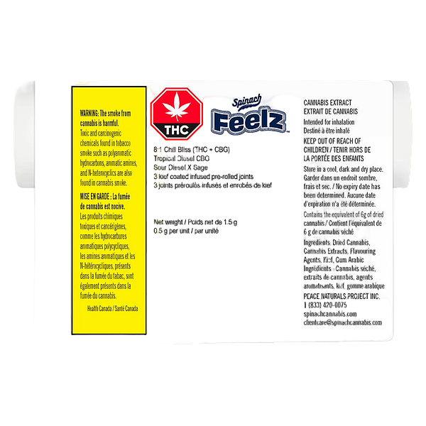 Spinach FEELZ - Tropical Diesel Cbg (Chill Bliss) Infused Pre Roll