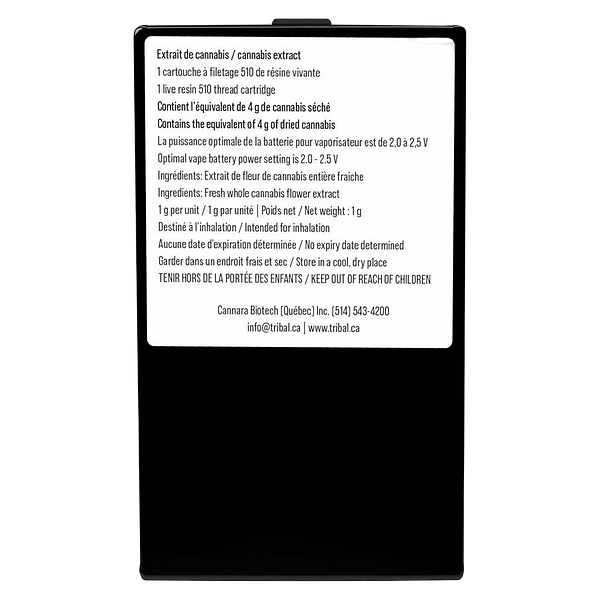 Tribal - Cuban Linx Live Resin 510 Thread Cartridge