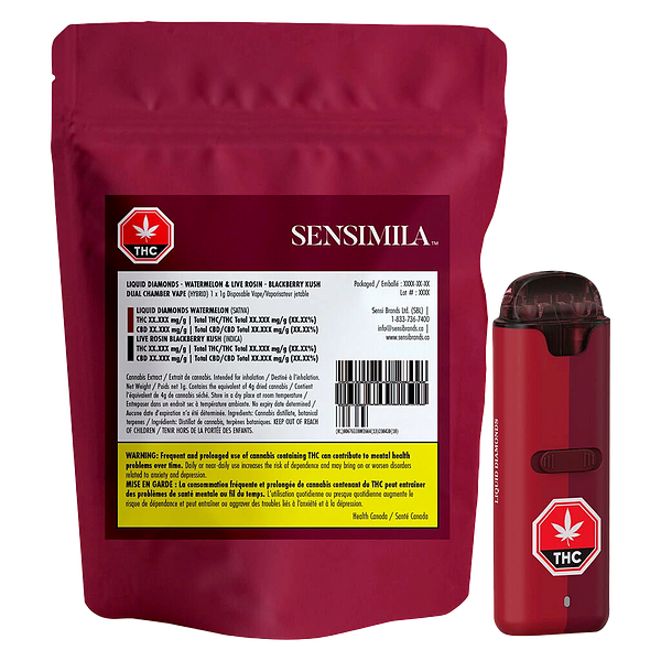 Sensimila - Liquid Diamond & Live Rosin Dual Chamber Disposable Vape