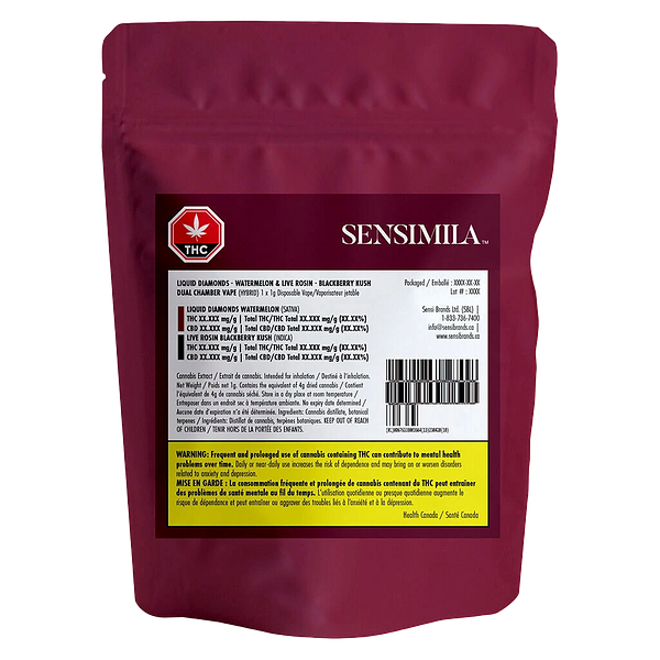 Sensimila - Liquid Diamond & Live Rosin Dual Chamber Disposable Vape