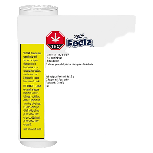 Spinach FEELZ - Blue Razz Durban THCv Full Tilt Infused Pre-Rolls