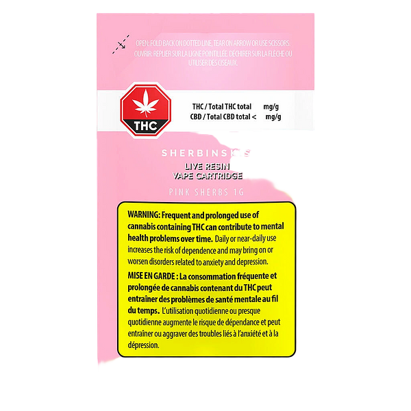 Sherbinskis - Pink Sherbs Live Resin 510 Thread Cartridge