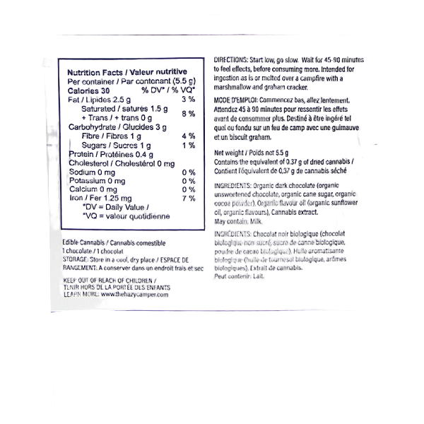 The Hazy Camper - Black Forest Thc Organic Dark Chocolate