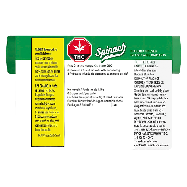 Spinach FEELZ - Mango Kiwi Haze Cbc Infused Pre Roll