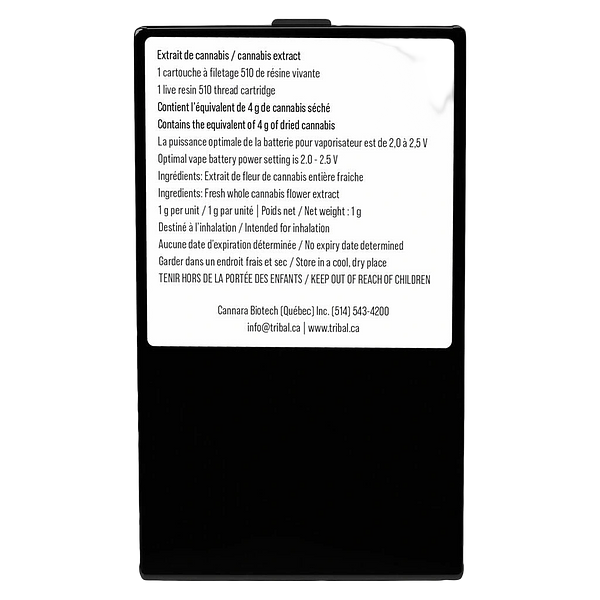 Tribal - Power Sherb Live Resin 510 Thread Cartridge