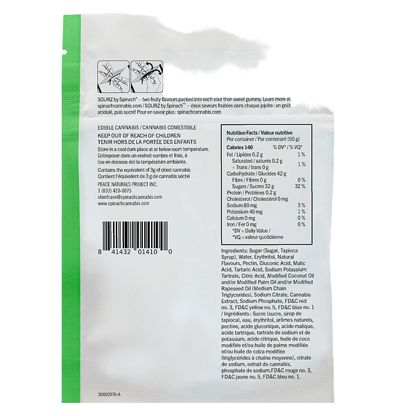 SOURZ by Spinach - Strawberry Kiwi 5:1 Cbd:Thc Gummies