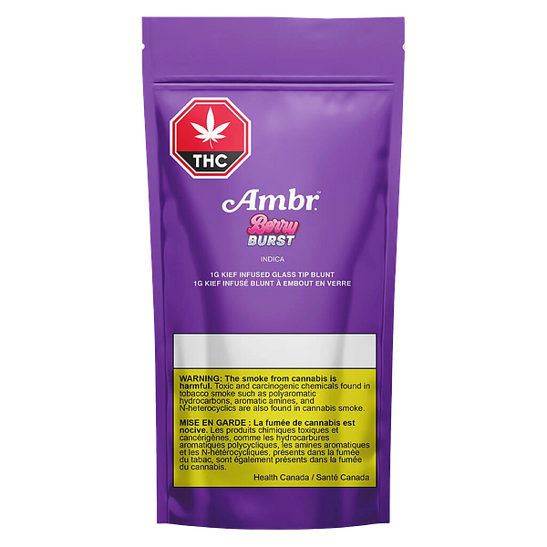AMBR - Indica Berry Burst Kief Infused Glass Tip Blunt