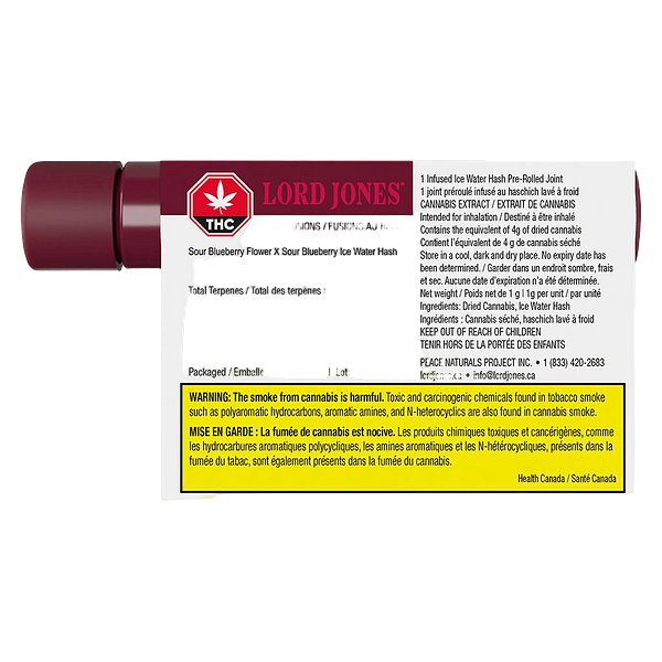 Lord Jones - Ceramic Tip Hash Fusions Sour Blueberry x Sour Blueberry Infused Pre-Roll