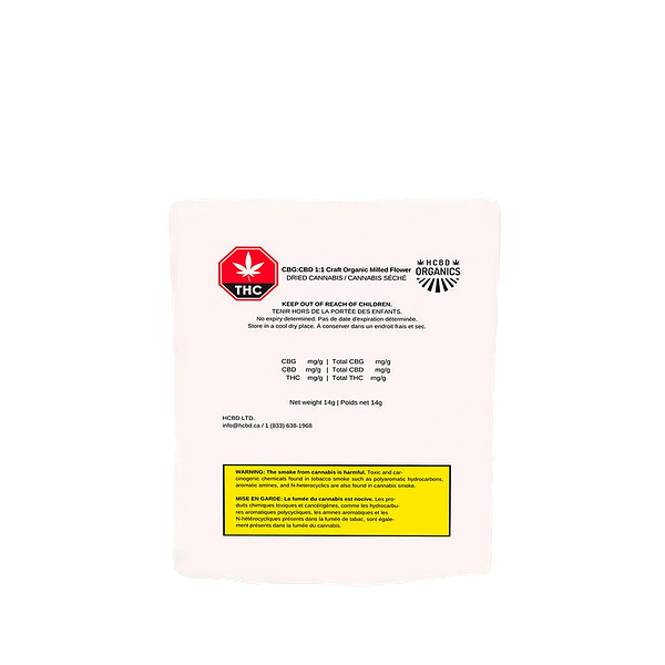 HCBD ORGANICS - CBG:CBD 1:1 Craft Organic Milled Flower