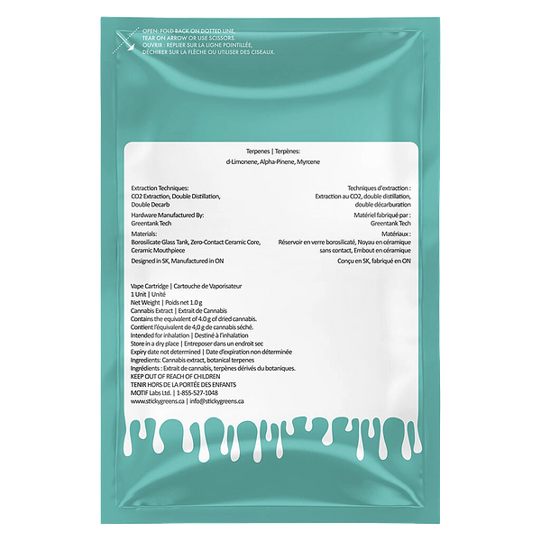 Sticky Greens - Baja Breeze 510 Thread Cartridge