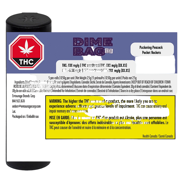 Dime Bag - Puckering Peacock Pocket Rockets Infused Pre Roll