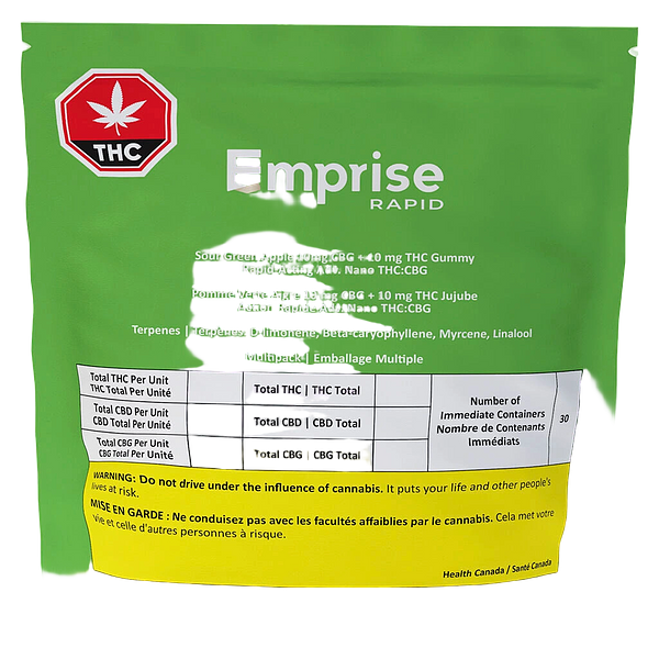 Emprise Rapid - Sour Green Apple 10 CBG + 10 THC Gummies
