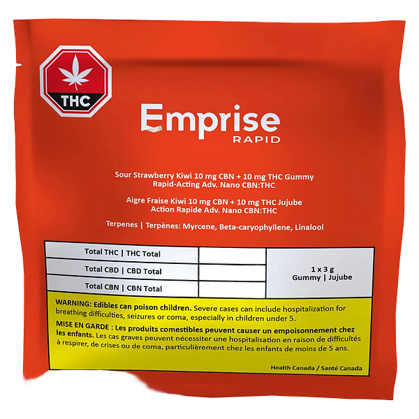 Emprise Rapid - Sour Strawberry Kiwi 5 CBN + 5 THC Gummies