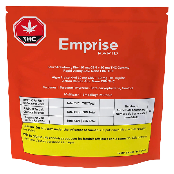 Emprise Rapid - Sour Strawberry Kiwi 5 CBN + 5 THC Gummies