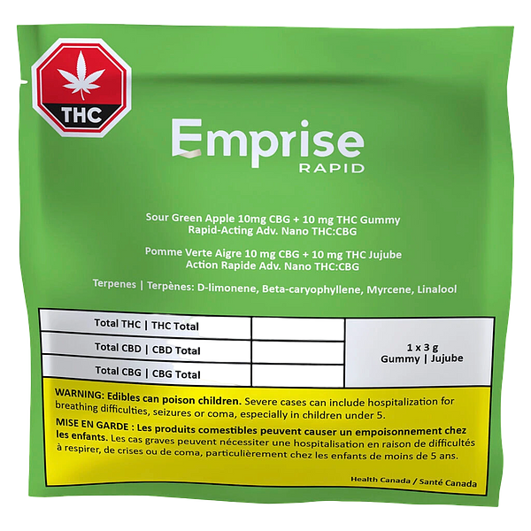 Emprise Rapid - Sour Green Apple 10 CBG + 10 THC Gummies
