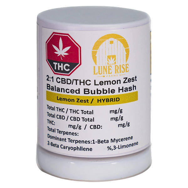 Lune Rise Farms - 2:1 Cbd/Thc Lemon Zest Balanced Bubble Hash