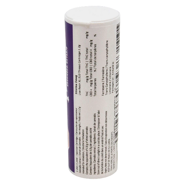 Purple Hills - Shishka Dawg Live Resin XL 510 Thread Cartridge