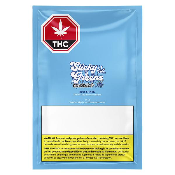 Sticky Greens - Blue Shark - Liquid Diamonds 510 Thread Cartridge image 2