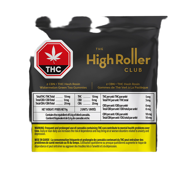 High Roller - High Roller CBN+THC Hash Rosin Watermelon Green Tea Gumm