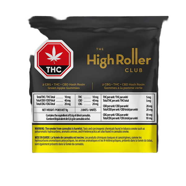 High Roller - High Roller CBG + THC + CBD Hash Rosin Green Apple Gummies