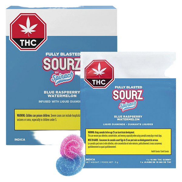 SOURZ by Spinach - Fully Blasted Blue Raspberry Watermelon Soft Chews