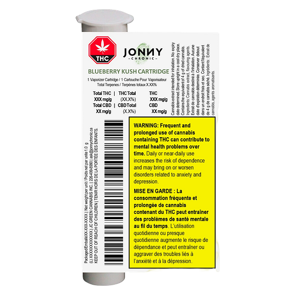 Jonny Chronic - Blueberry Kush 510 Thread Cartridge