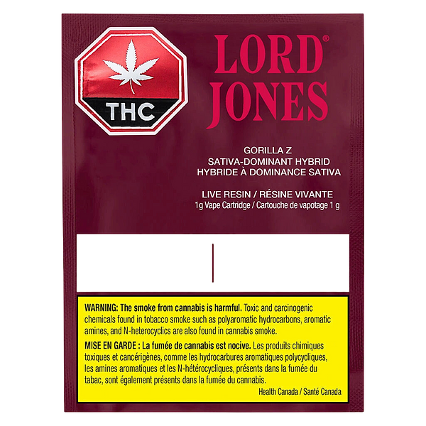 Lord Jones - Gorilla Z Pure Live Resin 510 Thread Cartridge