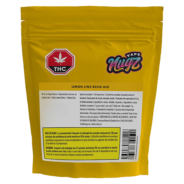 Nugz Vapes - Lemon Linx Resin AIO Disposable Pens