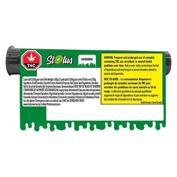 Status - Lamborkiwi Liquid Diamond Infused Kief Coated Blunt