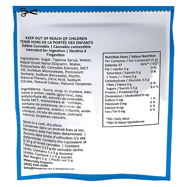 Emprise Rapid - Blueraz 10 THC Indica Gummy