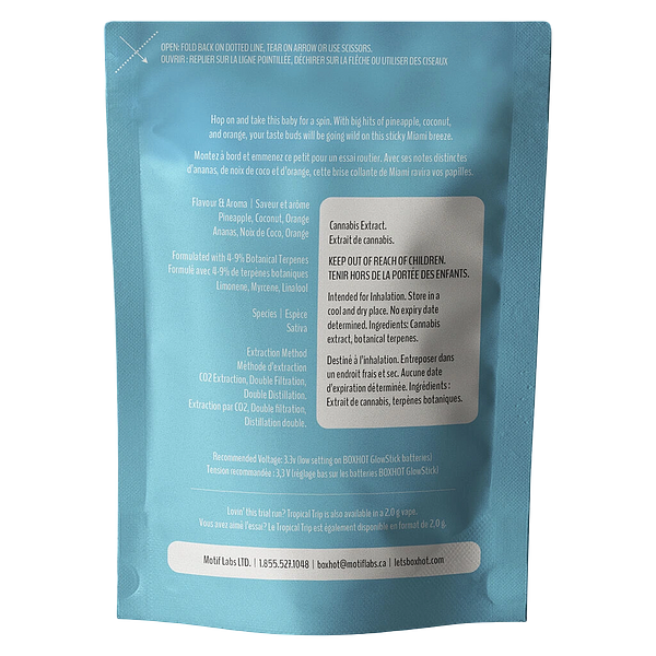 BOXHOT Cruise Control - Test Drivers - Tropical Trip Thc + Cbd 510 Thread Cartridge