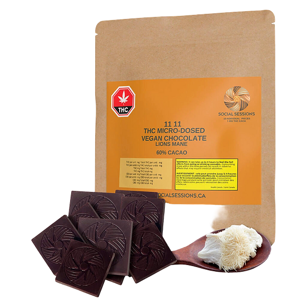 Social Sessions - 1111 Thc Micro-Dosed Vegan Chocolate With Lions Mane