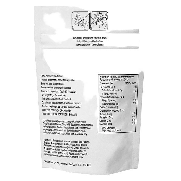 General Admission - Crimson Toro THC Soft Chews (1:0)