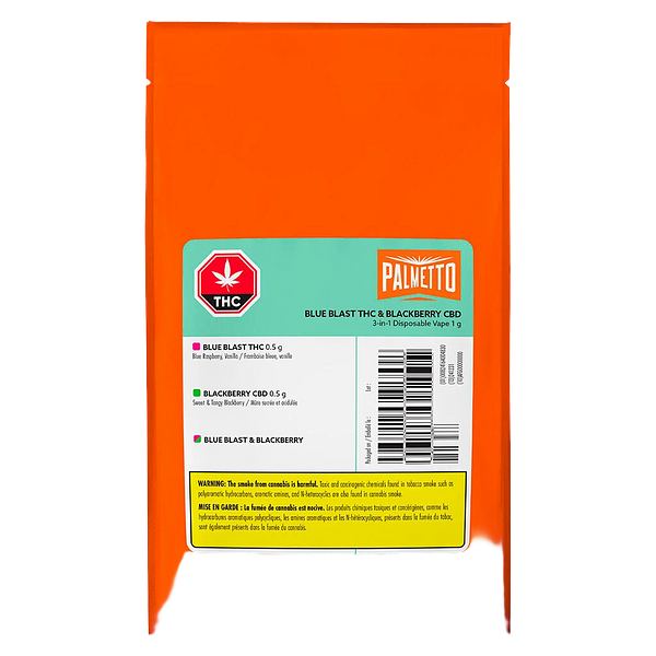 Palmetto - Blue Blast Thc & Blackberry Cbd 3-in-1 Disposable Vape