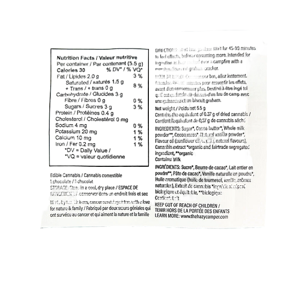 The Hazy Camper - Cherry Bomb THC Organic Milk Chocolate