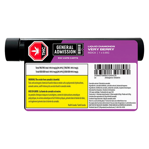 General Admission - Very Berry Liquid Diamonds 510 Thread Cartridge