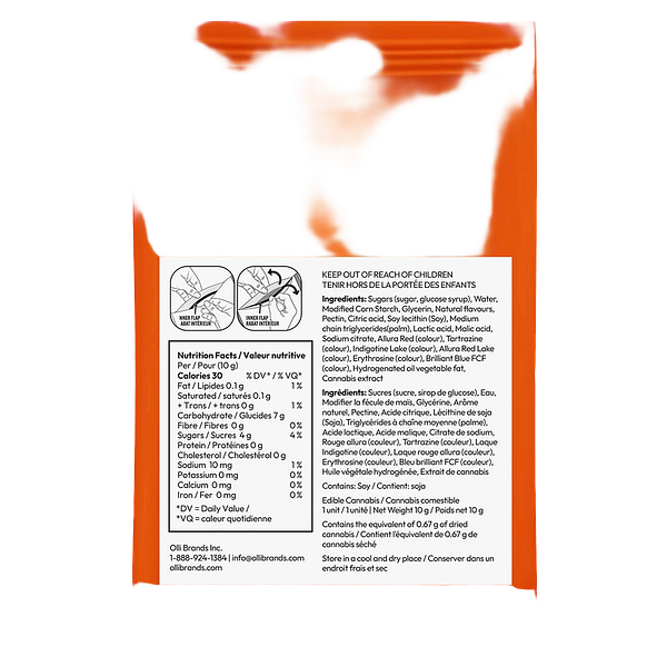 Olli StikiStix - Sour Fizzy Peach Lemonade CBG:CBN:THC:CBD Chews