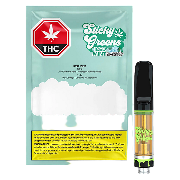 Sticky Greens - Iced Mint - Liquid Diamond Blend 510 Thread Cartridge