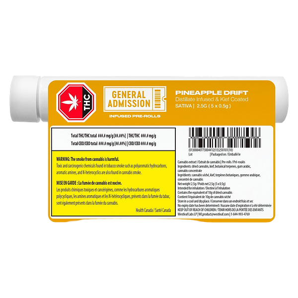 General Admission - Pineapple Drift Distillate Infused Pre Roll