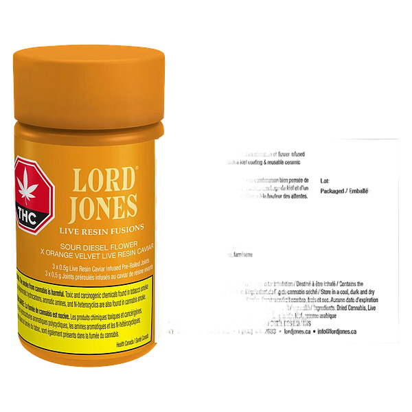 Lord Jones - Sour Diesel X Orange Velvet Live Resin Fusions Infused Pre-Roll