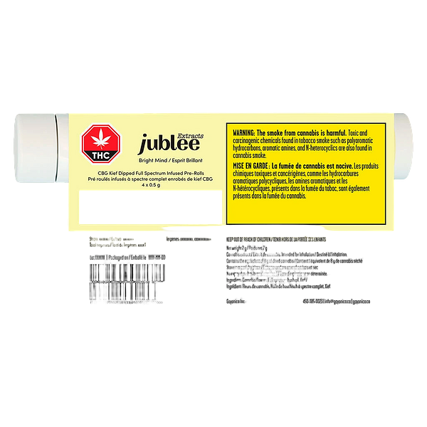 Jublee Extracts - Bright Mind - Cbg Kief Dipped Full Spectrum Infused Pre Roll